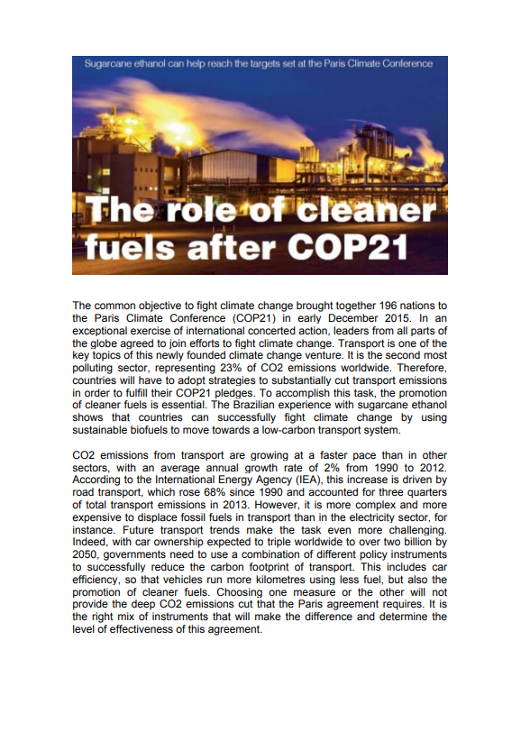 The role of cleaner fuels after COP21