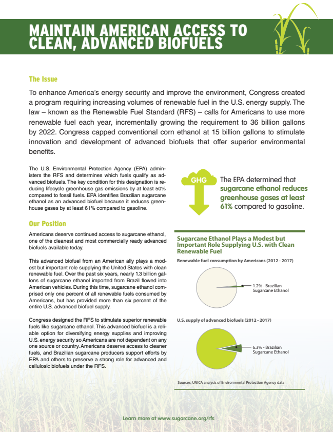 Sugarcane Biofuels Fact Sheet